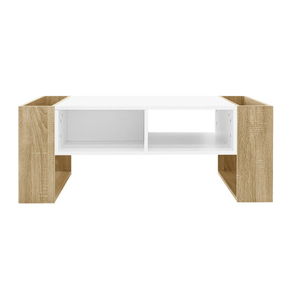 Moderner Couchtisch 105 x 60 x 40 cm - teilweise hochglanz, mit Schubladen und offenen Fächern