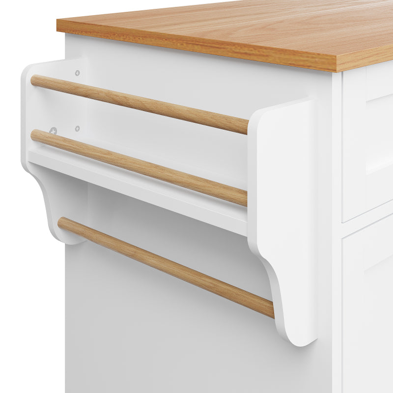 Speisewagen (134 x 46 x 92 cm), moderner und einfacher weißer Speisewagen, kombiniertes Schubladen-Aufbewahrungsschrank-Design, mobiles und festes Dual-Use-Design, geeignet für Privat- und Gewerbeküch