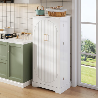 Hochschrank Weiß (60x128x35 cm), Küchenschrank mit LED-Sensorlicht