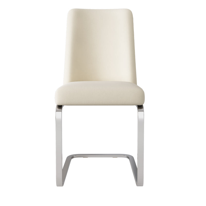 Samt-Esszimmerstuhl, 4er-Set, Diamant-Rücken-Design, mit silbernen Metall-Stützbeinen, Beige
