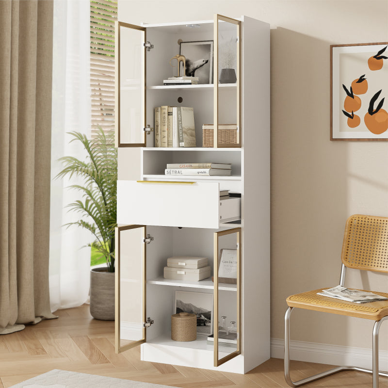 Moderner Weißer Hochschrank mit 16-Farb-LED und Bluetooth – 60×35×180cm