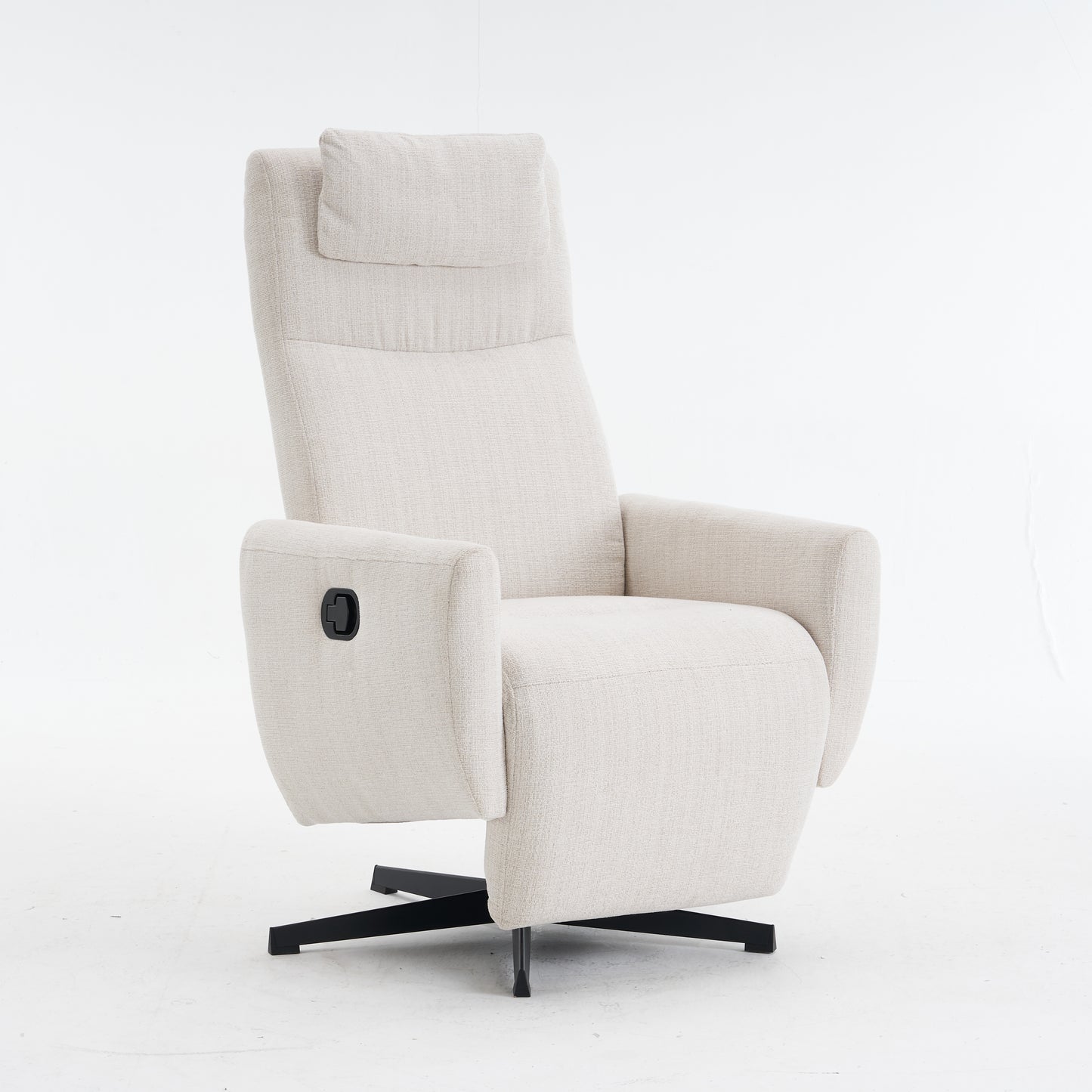 Bequemer Relaxsessel mit Liegefunktion – Chenille Fernsehsessel mit Fußstütze, drehbarer Stillsessel & Loungesessel für Wohnzimmer, modernes Sofa, Beige