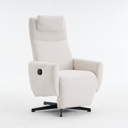 Bequemer Relaxsessel mit Liegefunktion – Chenille Fernsehsessel mit Fußstütze, drehbarer Stillsessel & Loungesessel für Wohnzimmer, modernes Sofa, Beige