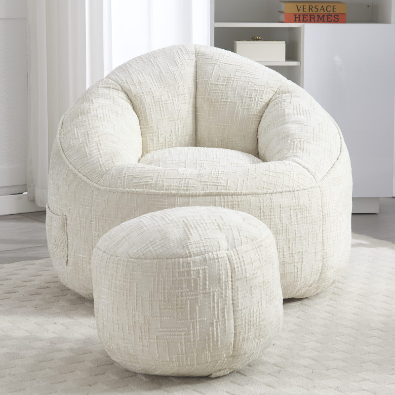 Sitzsack Sofa Stuhl für Erwachsene mit Fußstütze, Beige