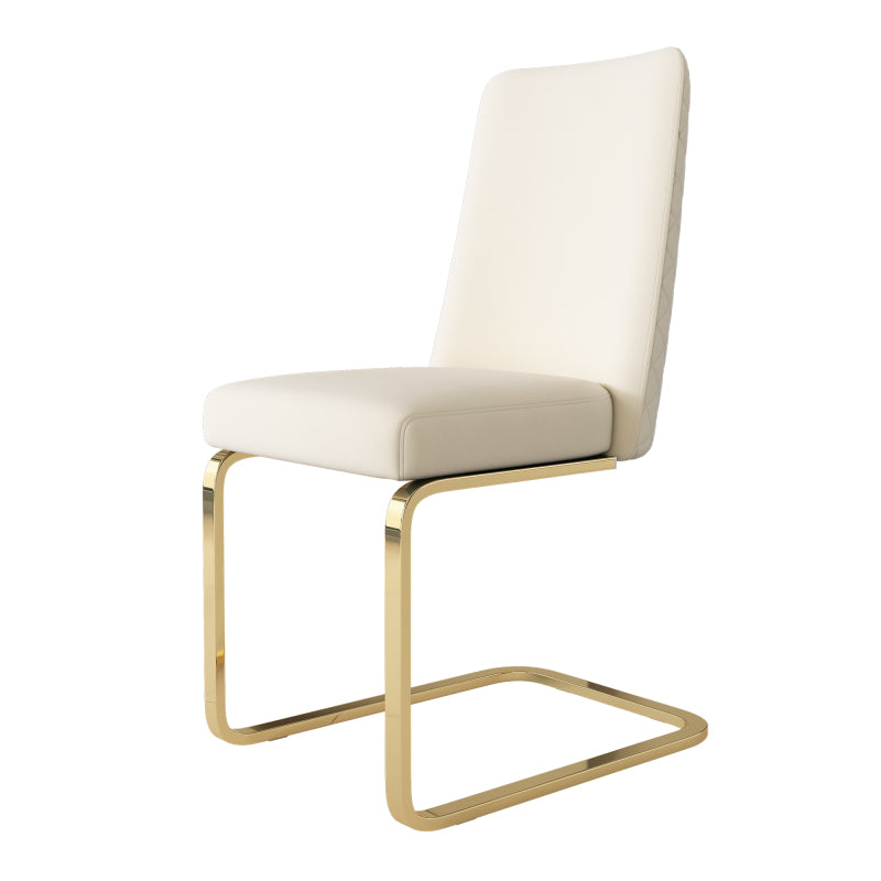 Samt-Esszimmerstuhl, 2er-Set, Lounge-Sessel, Diamant-Rücken-Design, mit goldfarbenen Metall-Stützbeinen, Beige