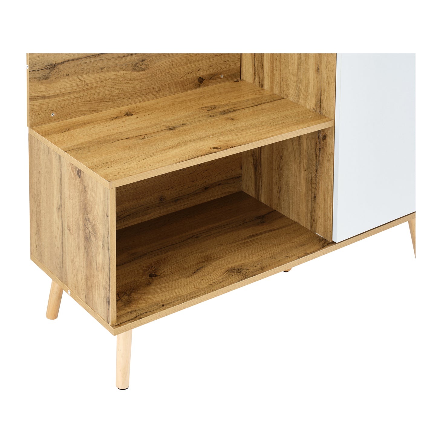 Multifunktionales Garderobenset aus Holz mit Spiegel, Schuhbank, Schuhschrank, Schublade, Regal und Kleiderhaken – Modernes Design mit hydraulischen Scharnieren und praktischem Stauraum
