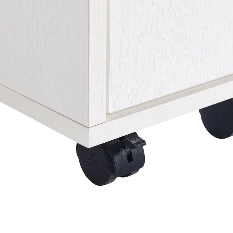 Ausziehbarer Bartisch mit Stauraum(110-124×78×97.5cm), für 2-6 Personen, Kücheninseln mit 2 Schubladen, 2 seitliche offene Regale und eingebaute Steckdose,Tischplatte aus weiß marmoriertem MDF,Weiß