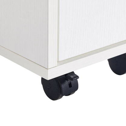 Ausziehbarer Bartisch mit Stauraum(110-124×78×97.5cm), für 2-6 Personen, Kücheninseln mit 2 Schubladen, 2 seitliche offene Regale und eingebaute Steckdose,Tischplatte aus weiß marmoriertem MDF,Weiß