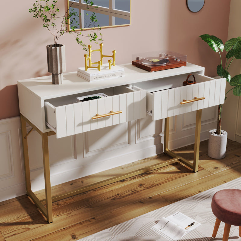 Schminktisch mit 2 Schubladen 75cm Höhe ,Kommode Schlafzimmer Highboard Weiss Sideboard Schubladenkommode Kommode für Schlafzimmer, Weiß -H75/B100/T45 cm