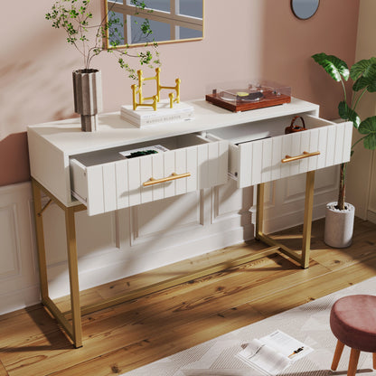 Schminktisch mit 2 Schubladen 75cm Höhe ,Kommode Schlafzimmer Highboard Weiss Sideboard Schubladenkommode Kommode für Schlafzimmer, Weiß -H75/B100/T45 cm