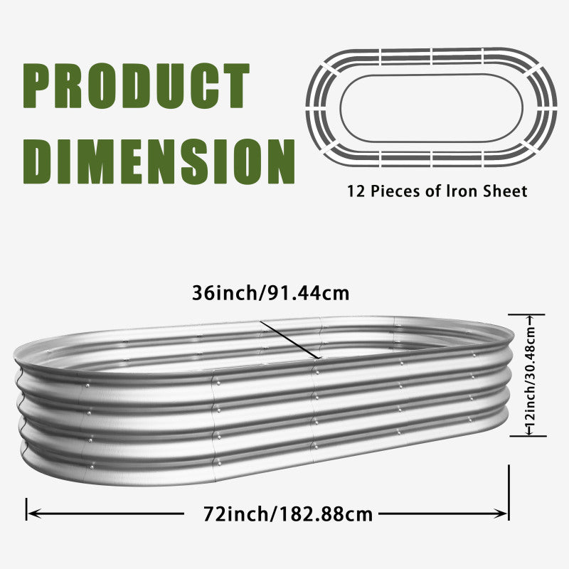 Hochbeet aus Metal Verzinkte Pflanzer erhöhte Gartenbett-Kit, Gartenbetten für im Freien für Gemüse, Blumen und Kräuter, Heavy Duty, rostbeständig, einfache Montage, 1pcs 6x3x1ft