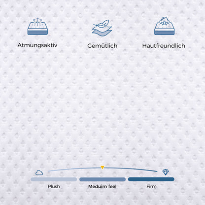 Schaumstoff-Matratze/Topper 90x200 cm, H3, 5cm Höhe, Öko-TEX, Waschbar