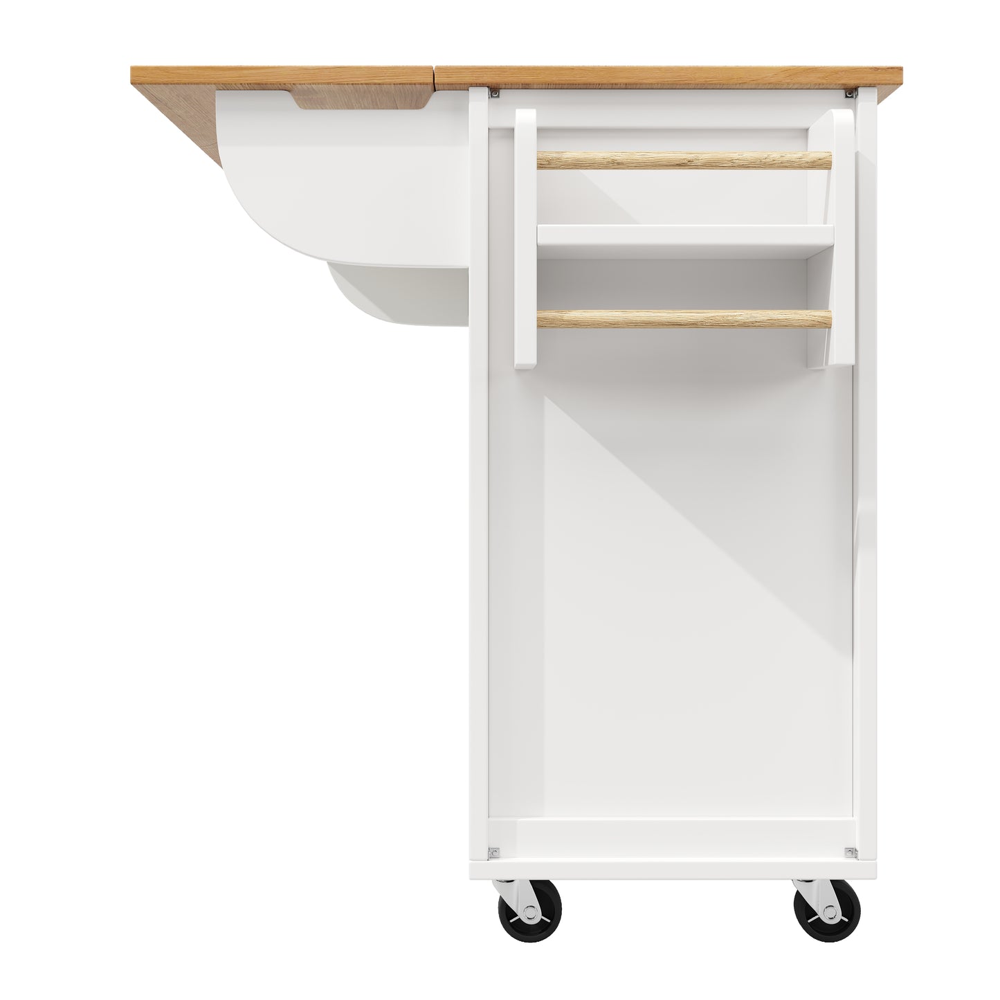 Kücheninsel Buffetschrank 120x73x92cm Küchenwagen mit klappbarer Arbeitsplatte Gewürzregal Weinregal und verstellbaren Ablagen Weiß