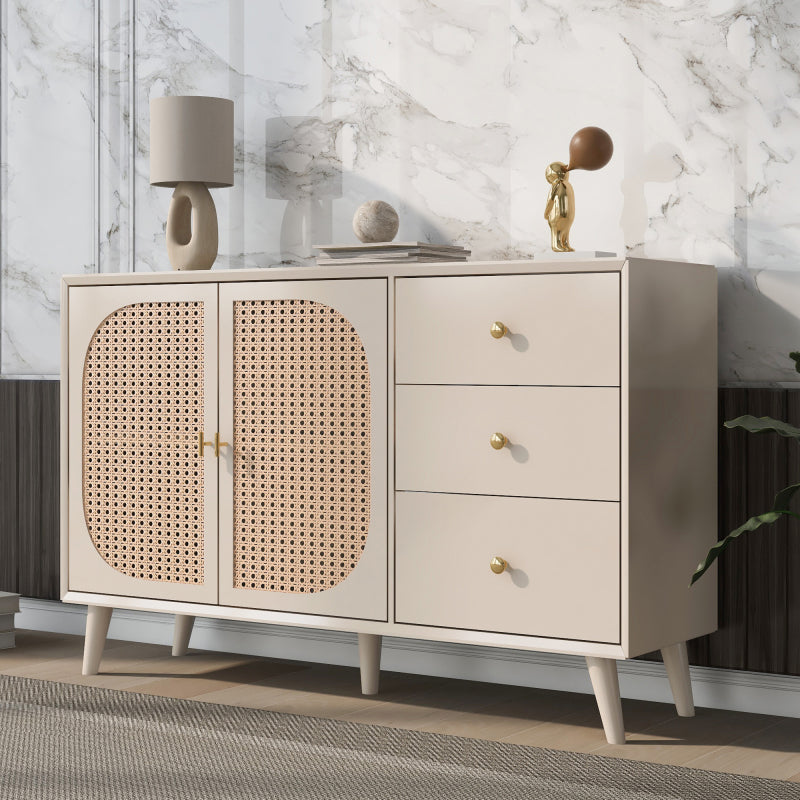 Esszimmer Wohnzimmer Sideboard Kommode Stehschrank Aufbewahrung Sideboard TV-Tisch mit Türen und Schubladen Sideboard mit großem Stauraum Offwhite Creme Breite 120 cm