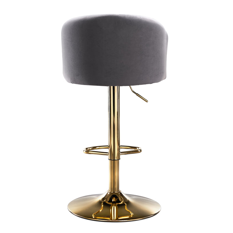 Modern rotatable height adjustable bar stools, modern bar stools for kitchen, bar, and restaurant counters, lift stools with middle backrest and gold footrest (Grau Set of 2)