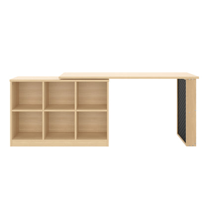 Multifunktionaler Bürotisch, Sechsfach-Lagerschrank + Ablage, super belastbar, veränderbare Form, Natural