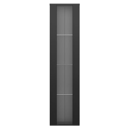 Multifunktionale Vitrine, Glastrennwand, LED-Farbwechsel Licht, schlichtes Design, Schwarz