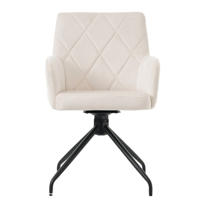 2er Set 360° Drehbarer Esszimmerstühle mit Rautenmuster, Samt,Beige