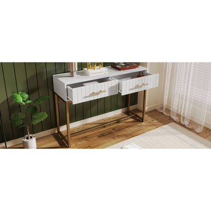 Schminktisch mit 2 Schubladen 75cm Höhe ,Kommode Schlafzimmer Highboard Weiss Sideboard Schubladenkommode Kommode für Schlafzimmer, Weiß -H75/B100/T45 cm