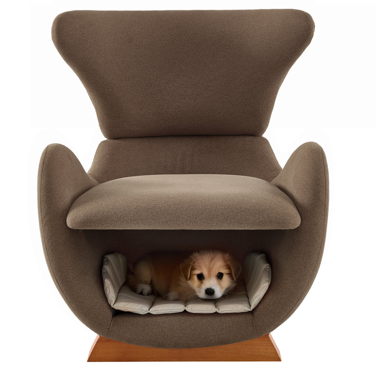 Designer-Loungesessel im Walhai-Look – Haustierfreundliches Einzelsofa mit Katzenhöhle, kratzfester Stoff, moderner Fernsehsessel, Braun