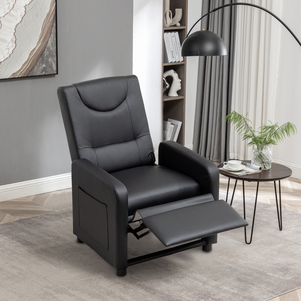 Fernsehsessel Relaxsessel Loungesofa mit Fußstütze Sessel Lehnstuhl Liegesessel Schwarz PU