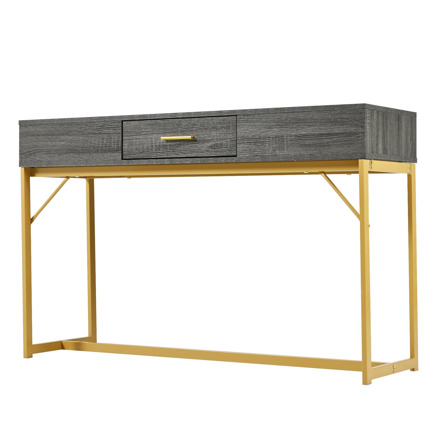 Konsolentisch,Flurtisch mit 2 Schublade ,Leichter Luxus-Stil Beistelltisch, Grau/Gold