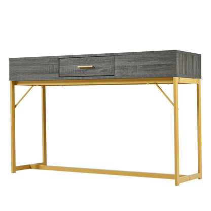 Konsolentisch,Flurtisch mit 2 Schublade ,Leichter Luxus-Stil Beistelltisch, Grau/Gold