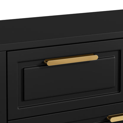 Moderne Schuhschrank, mit verstellbaren Regalen, goldenen Griffen, Schubladen, Klappschuhschrank und Türen,  Schwarz, B95/D24/H107