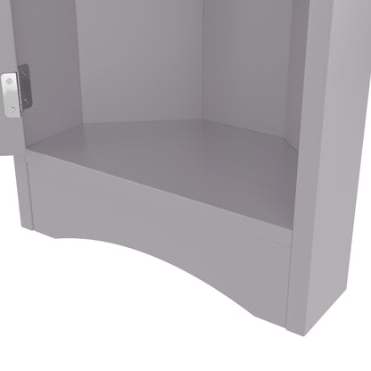 36.5 x 24.5 x 170cmDreieckiger Badezimmerschrank, feuchtigkeitsbeständiger Lack, drei offene Ablagefächer, Doppeltüren, verstellbare Einlegeböden, platzsparend, Grau
