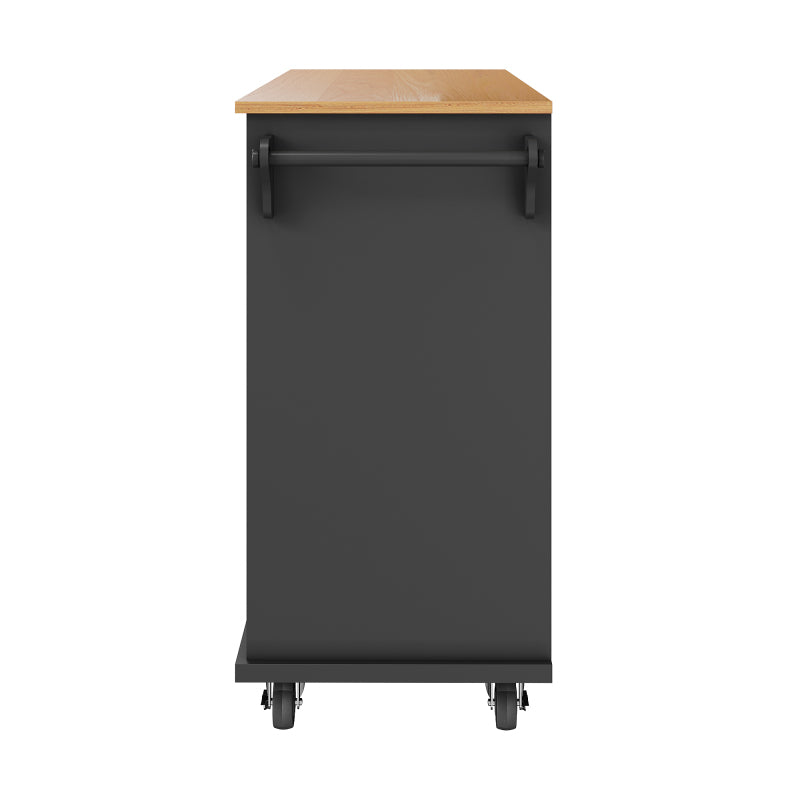 Speisewagen (134 x 46 x 92 cm), moderner und einfacher schwarzer Speisewagen, Schubladen-Aufbewahrungsschrank-Kombination, mobiles und festes Dual-Use-Design, geeignet für Heimküchen