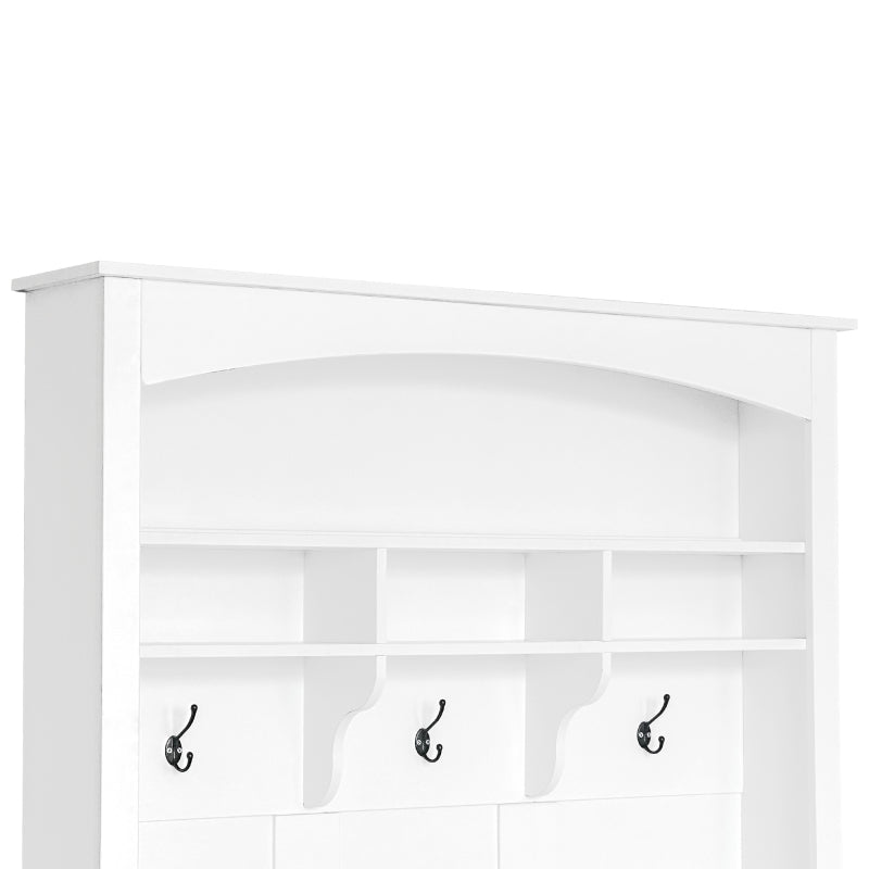 Garderoben-Set mit Bank und Schuhablage, rechteckige Aufbewahrung & Regale Garderobe für Flur, Weiß