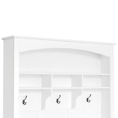 Garderoben-Set mit Bank und Schuhablage, rechteckige Aufbewahrung & Regale Garderobe für Flur, Weiß