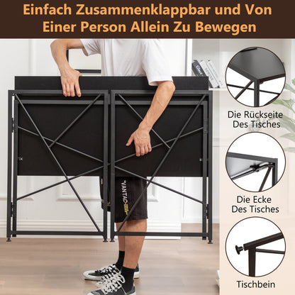 Klappbarer Schreibtisch 99x50cm – Computertisch Faltbar & Platzsparend in 8 Sek. Montiert, MDF Holzoptik für Home Office & Büro, Schwarz