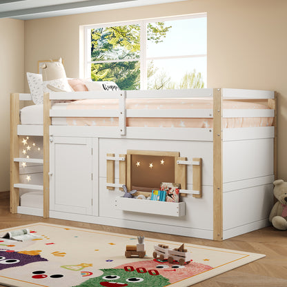 Mini-Etagenbett Weiß 90x200 cm, Kinderbett (110 cm hoch) aus Massivholz/MDF, Inkl. Lattenrost