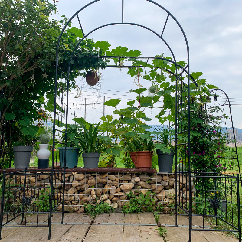 Gartenbogen Arbor Trellis für Kletterpflanzen, langlebige Metall Gartenbogen Outdoor Hochzeitsbogen, für Hochzeitszeremonie Party Pflanze Klettern Rose Reben Rasen Innenhof Schwarz, 7.15ft