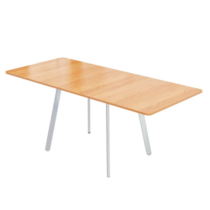 Moderner minimalistischer ausziehbare Esstisch in eleganter Naturfarbe und silber verschromt Beine– 140 cm x 80 cm ausziehar bis 180cm, hochfeste Legierungsstütze, geeignet für 4-6 Personen