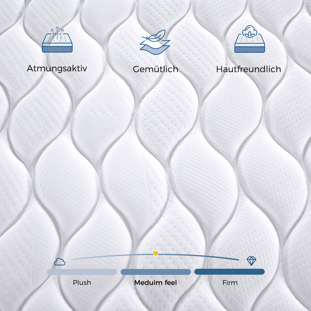 Taschenfederkern Matratze 140x200cm, H3, 7 Zonen, Lyocell Bezug, Boxspring Gefühl