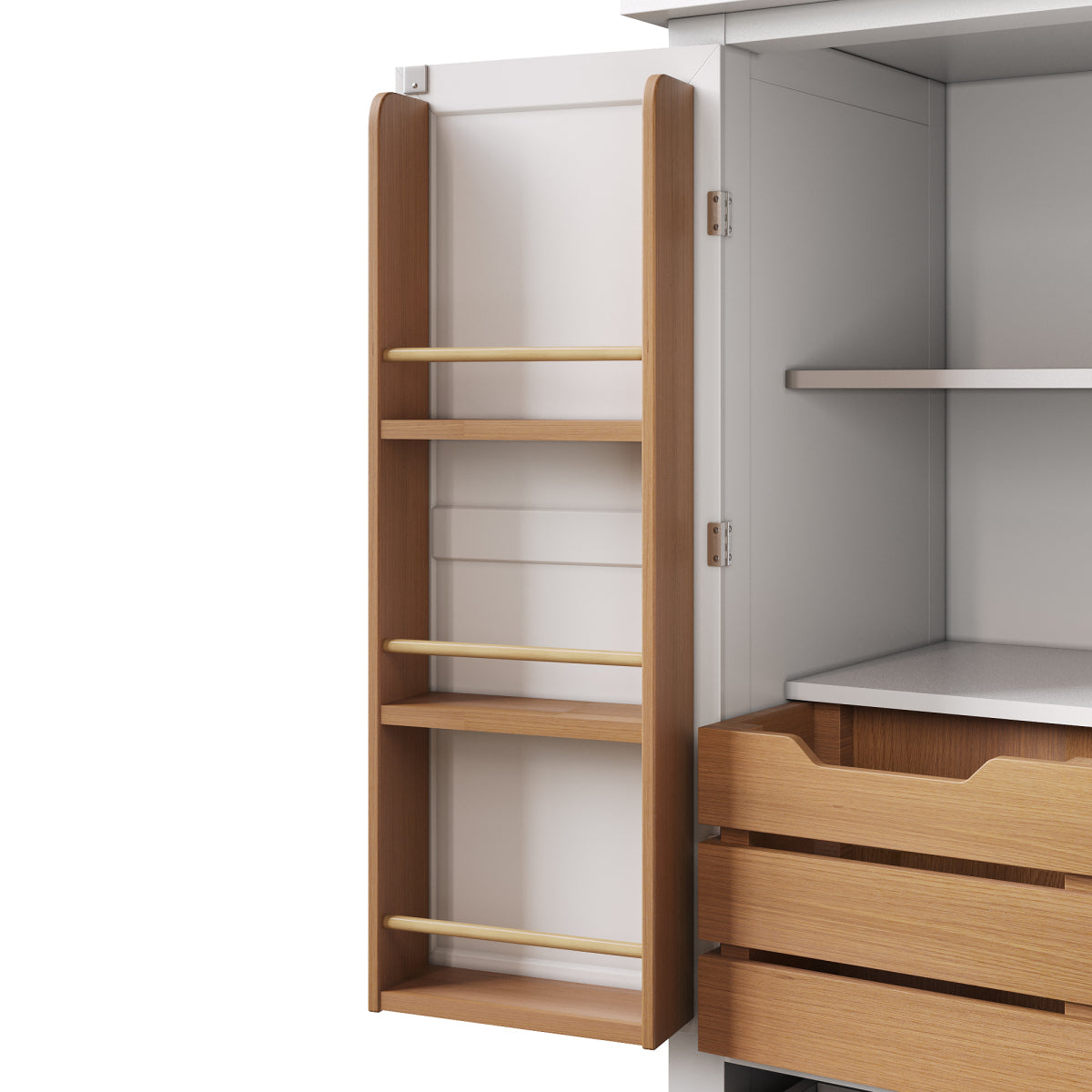 Küchenschrank 140cm hoch, Buffet-Schrank mit 2 Türen & 5 Schubladen, Mehrzweckschrank Weiß, Sideboard Vorratsschrank mit Kippschutz, 80x40cm