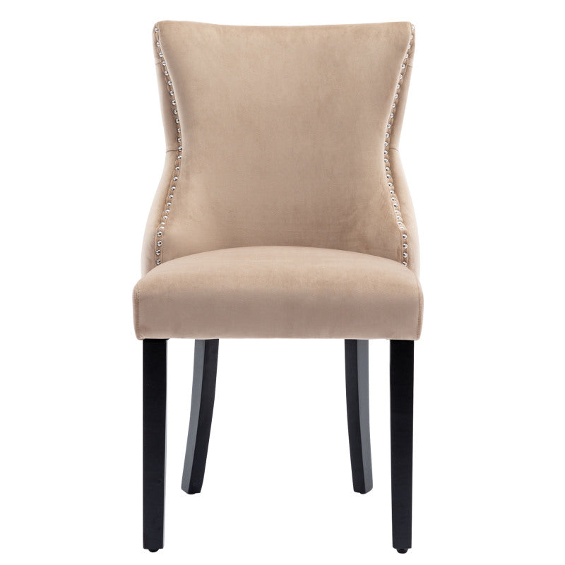 4-Fußstuhl, Stuhl Beige Samt Esszimmerstuhl, mit Knopfsteppung, Gestell aus Massivholz, Beige(Set, 4 St)
