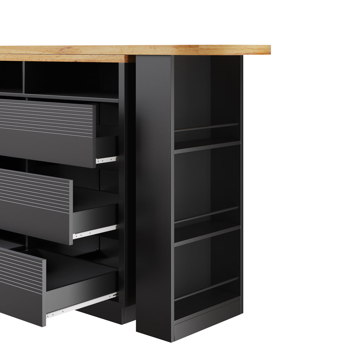 Ausziehbarer Bartisch (137-215cm) - Moderner Teleskop-Hochtisch mit 6 Schubladen & Stauraum - Bewegliche Kücheninsel, Stehtisch & Bistrotisch