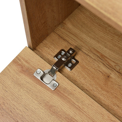 Moderner TV-Ständer mit schwarzem und holzfarbenem Design – geräumiger Stauraum, robuste Konstruktion