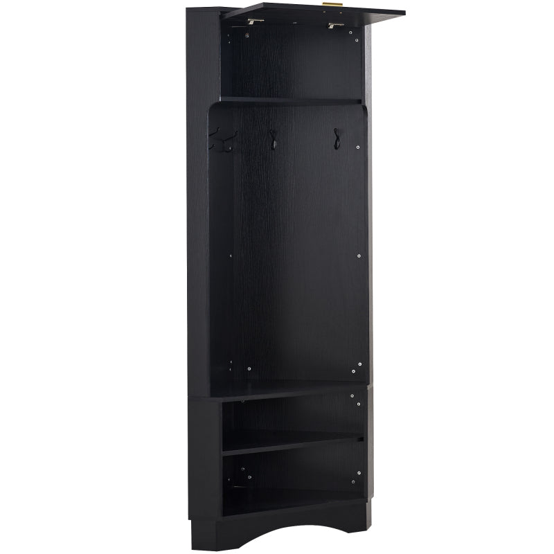 Garderoben-Set Moderner Garderobenschrank, Flurgarderobe, 4 hängenden Haken Schwarz,Maße: B53/ /53/H180 cm