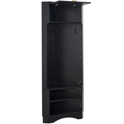 Garderoben-Set Moderner Garderobenschrank, Flurgarderobe, 4 hängenden Haken Schwarz,Maße: B53/ /53/H180 cm