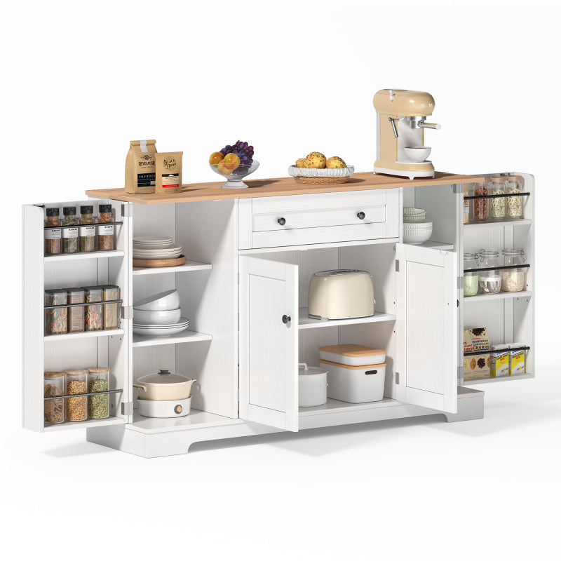 Multifunktionales Küchenbuffet – 138 cm Sideboard mit Schublade, Regaltüren & verstellbaren Einlegeböden – Modernes Design mit Kippschutz, ideal für Küche, Wohnzimmer & Schlafzimmer
