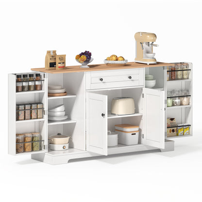 Multifunktionales Küchenbuffet – 138 cm Sideboard mit Schublade, Regaltüren & verstellbaren Einlegeböden – Modernes Design mit Kippschutz, ideal für Küche, Wohnzimmer & Schlafzimmer
