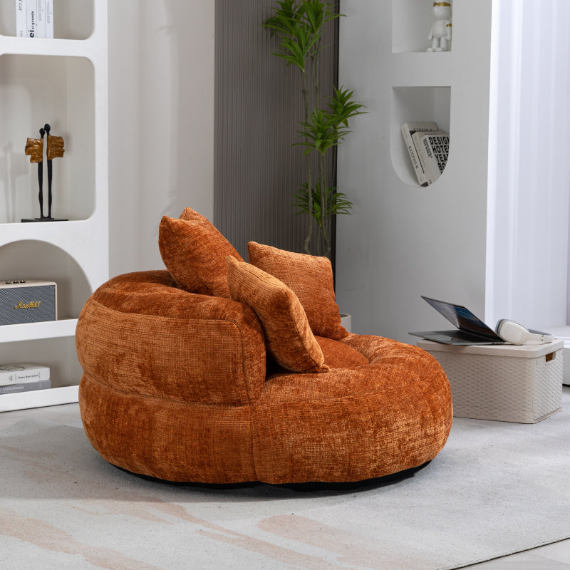 Lazy Sofa Durable Komfort Lounger hohen Rücken Sitzsack Stuhl Couch mit drei Kissen für Erwachsene und Kinder, Indoor & Outdoor, Single Gaming Sofa Stuhl für Schlafzimmer, Büro (Orange Chenille)