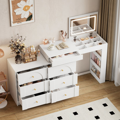 Drehbarer Schminktisch mit LED-Beleuchtung, weiß