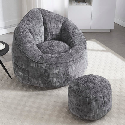 Sitzsack Sofa Stuhl für Erwachsene mit Fußstütze, Grau