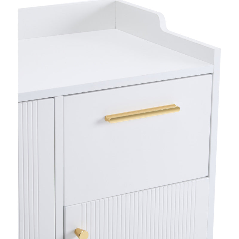 Schuhschrank, Schuhregal mit 2 Schubladen und 4 Türen, Metallfüße, weiß