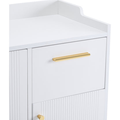 Schuhschrank, Schuhregal mit 2 Schubladen und 4 Türen, Metallfüße, weiß